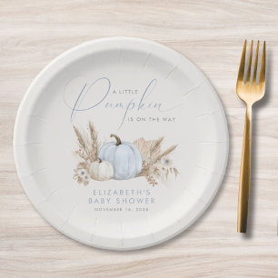 Little Pumpkin Fall Baby Boy Shower Paper Plates
