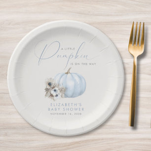 Little Pumpkin Fall Baby Boy Shower Paper Plates