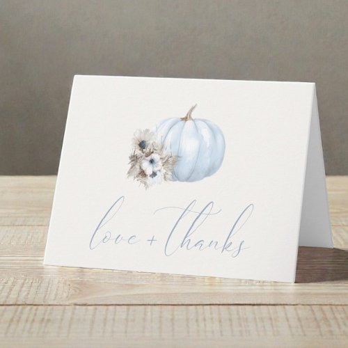 Little Pumpkin Fall Baby Boy Shower Thank You Card