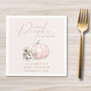 Little Pumpkin Fall Baby Girl Shower Napkins