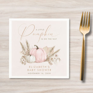 Little Pumpkin Fall Baby Girl Shower Napkins