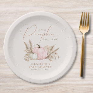 Little Pumpkin Fall Baby Girl Shower Paper Plates