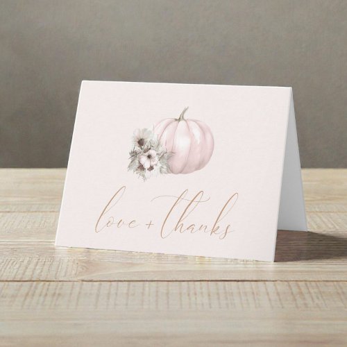Little Pumpkin Fall Baby Girl Shower Thank You Card