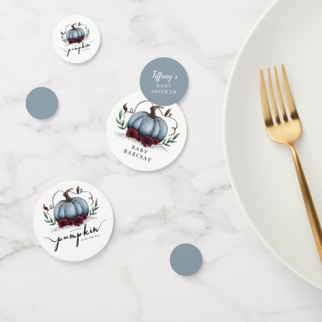Little Pumpkin Fall Baby Shower Blue Confetti (Group)