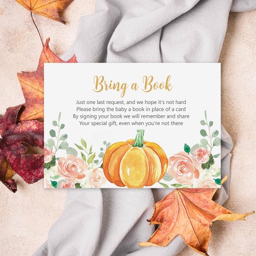 Little Pumpkin Fall Baby Shower Book Request Card