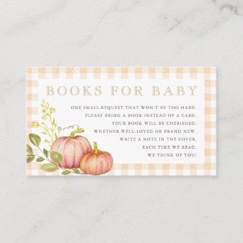 Little Pumpkin Fall Baby Shower Book Request Enclosure Card