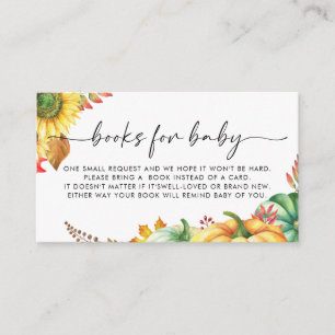 Little Pumpkin Fall Baby Shower Books for Baby Enclosure Card