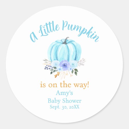 Little Pumpkin Fall Baby Shower Classic Round Sticker