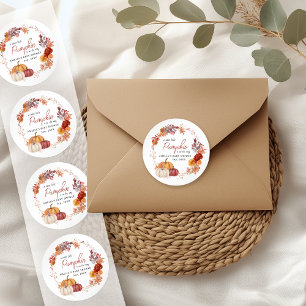 Little Pumpkin Fall Baby Shower Classic Round Sticker