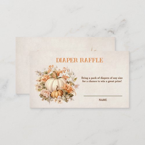 Little Pumpkin Fall Baby Shower Diaper Raffle Card