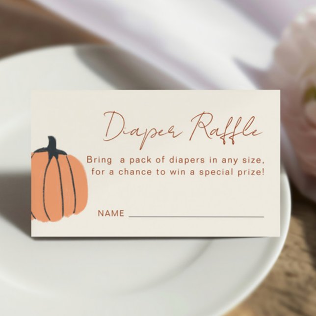 Little Pumpkin Fall Baby Shower Diaper Raffle Enclosure Card (Creator Uploaded)