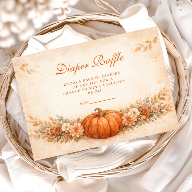Little Pumpkin Fall Baby Shower Diapper Raffle Enclosure Card (Creator Uploaded)