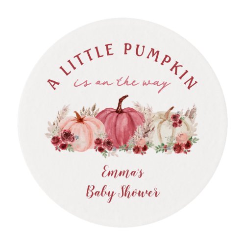 Little Pumpkin Fall Baby Shower Edible Frosting Rounds