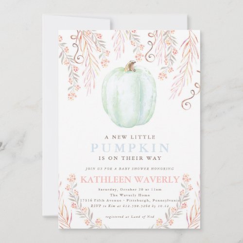 Little Pumpkin Fall Baby Shower Gender Neutral Invitation