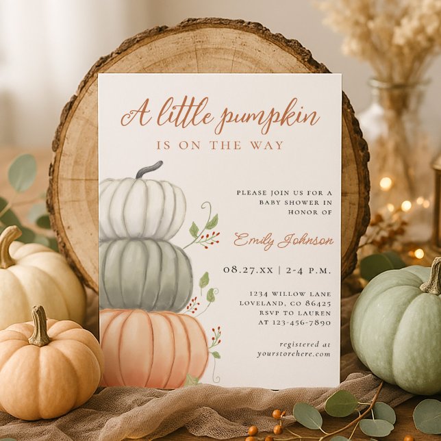 Little Pumpkin Fall Baby Shower Gender Neutral Invitation (Creator Uploaded)