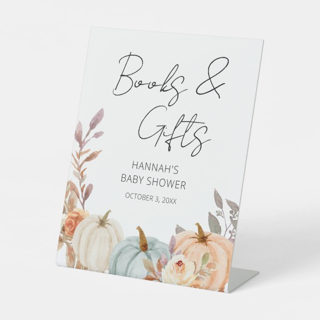 Little Pumpkin Fall Baby Shower Gifts Sign (Front)