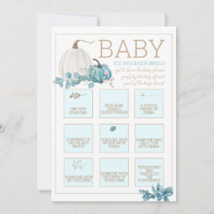 Little Pumpkin Fall Baby Shower Ice Breaker Bingo Invitation