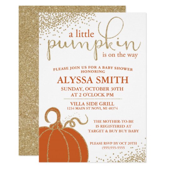 little pumpkin fall baby shower invitation zazzle com