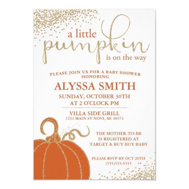 Little Pumpkin Fall Baby Shower Invitation