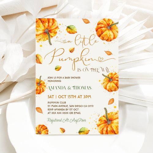 Little Pumpkin Fall Baby Shower Invitation