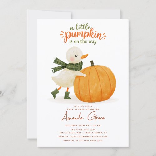 Little Pumpkin Fall Baby Shower Invitation