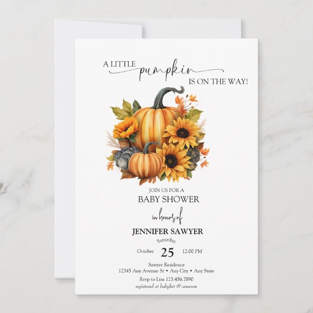 Little Pumpkin | Fall Baby Shower Invitation (Front)