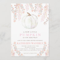 Little Pumpkin Fall Baby Shower Invitation Girl