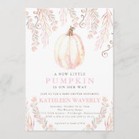 Little Pumpkin Fall Baby Shower Invitation Girl