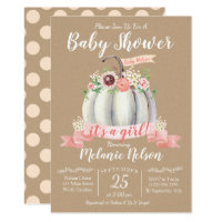 Little Pumpkin Fall Baby Shower Invitation Girl