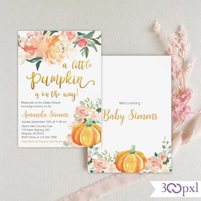 Little Pumpkin Fall Baby Shower Invitation Girl (Creator Uploaded)