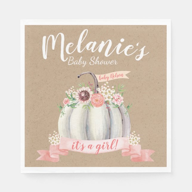 Little Pumpkin Fall Baby Shower  Napkins (Front)