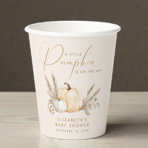 Little Pumpkin Fall Baby Shower Paper Cups