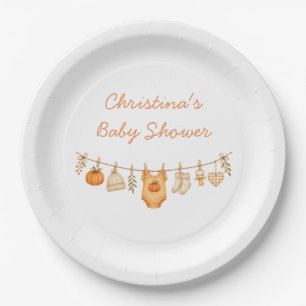 Little Pumpkin Fall Baby Shower Paper Plates
