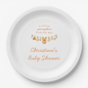 Little Pumpkin Fall Baby Shower Paper Plates
