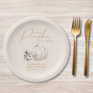 Little Pumpkin Fall Baby Shower Paper Plates