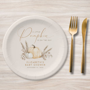 Little Pumpkin Fall Baby Shower Paper Plates