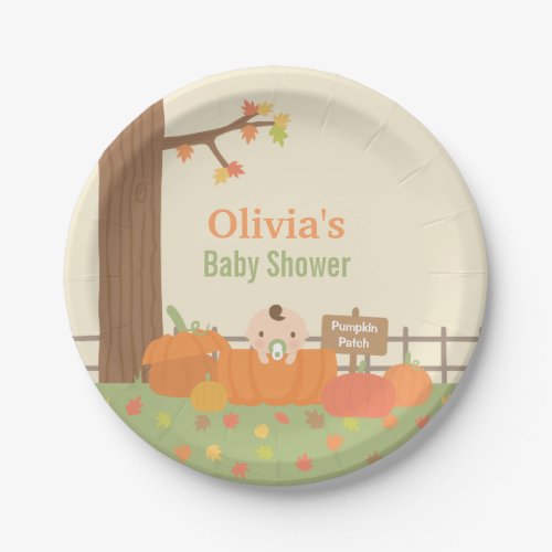 Little Pumpkin Fall Baby Shower Party Plates