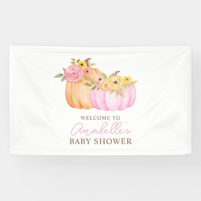 Little Pumpkin Fall Baby Shower Personalized Banner (Horizontal)