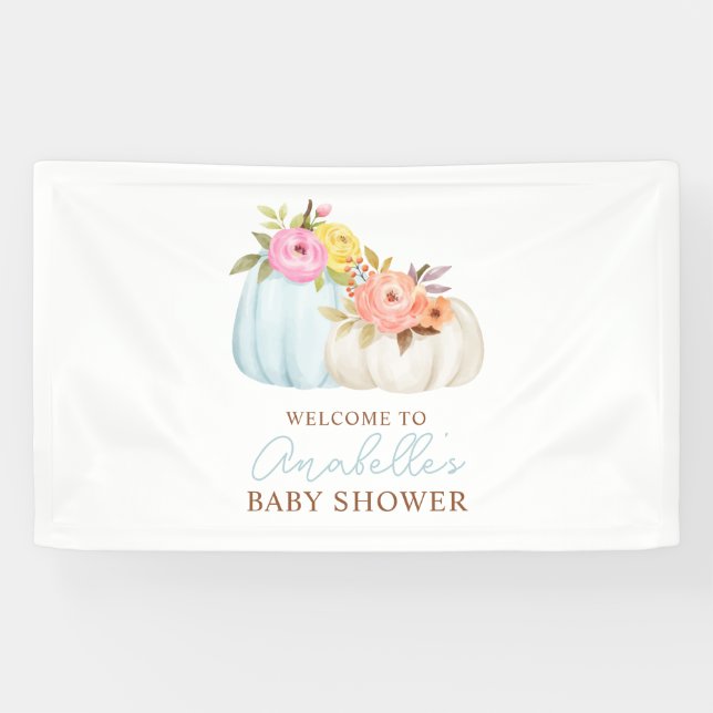 Little Pumpkin Fall Baby Shower Personalized Banner (Horizontal)