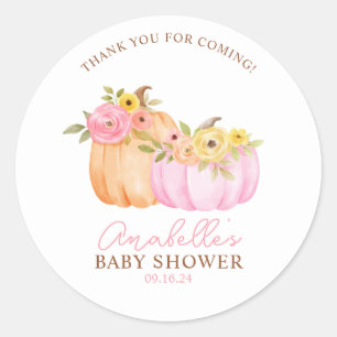 Little Pumpkin Fall Baby Shower Personalized Classic Round Sticker
