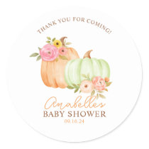 Little Pumpkin Fall Baby Shower Personalized Classic Round Sticker