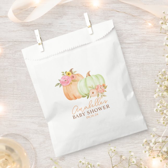 Little Pumpkin Fall Baby Shower Personalized Favor Bag (Clipped)