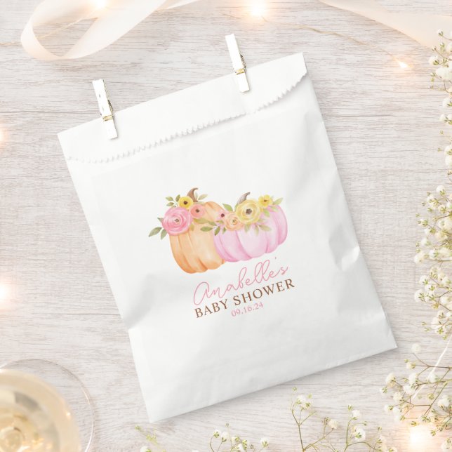 Little Pumpkin Fall Baby Shower Personalized Favor Bag (Clipped)