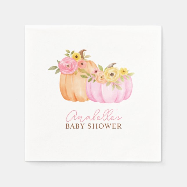 Little Pumpkin Fall Baby Shower Personalized Napkins (Front)