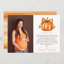 Little Pumpkin Fall Baby Shower Photo Thank You Card