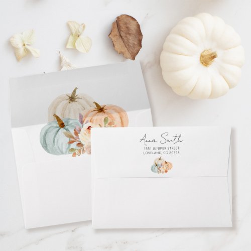 Little Pumpkin Fall Baby Shower Return Address Envelope