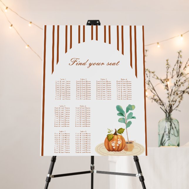 Little Pumpkin Fall Baby Shower Seating Chart Foam Board (In Situ (Stand))