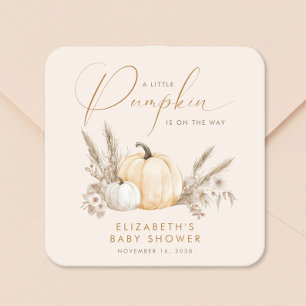 Little Pumpkin Fall Baby Shower Square Sticker