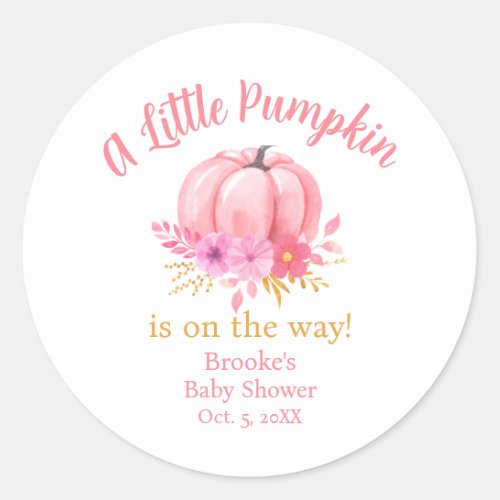 Little Pumpkin Fall Baby Shower Sticker