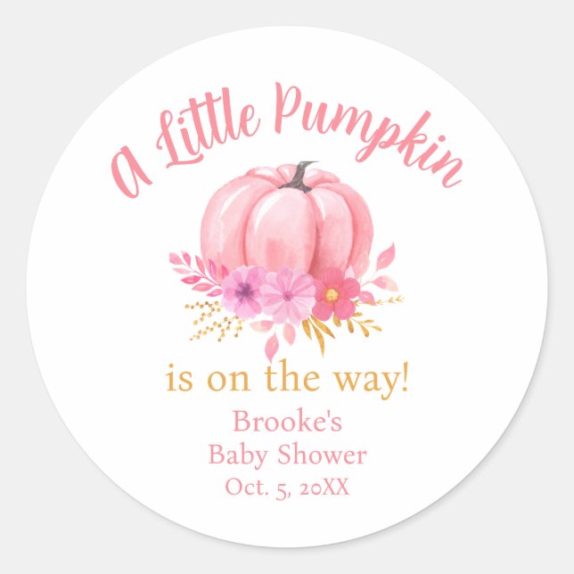 Little Pumpkin Fall Baby Shower Sticker (Front)